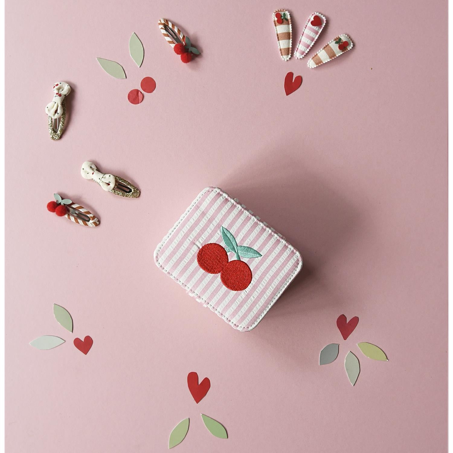 ROCKAHULA Kids Stripy Cherry Jewellery Box Lys Rosa - Farmor Ingvarda