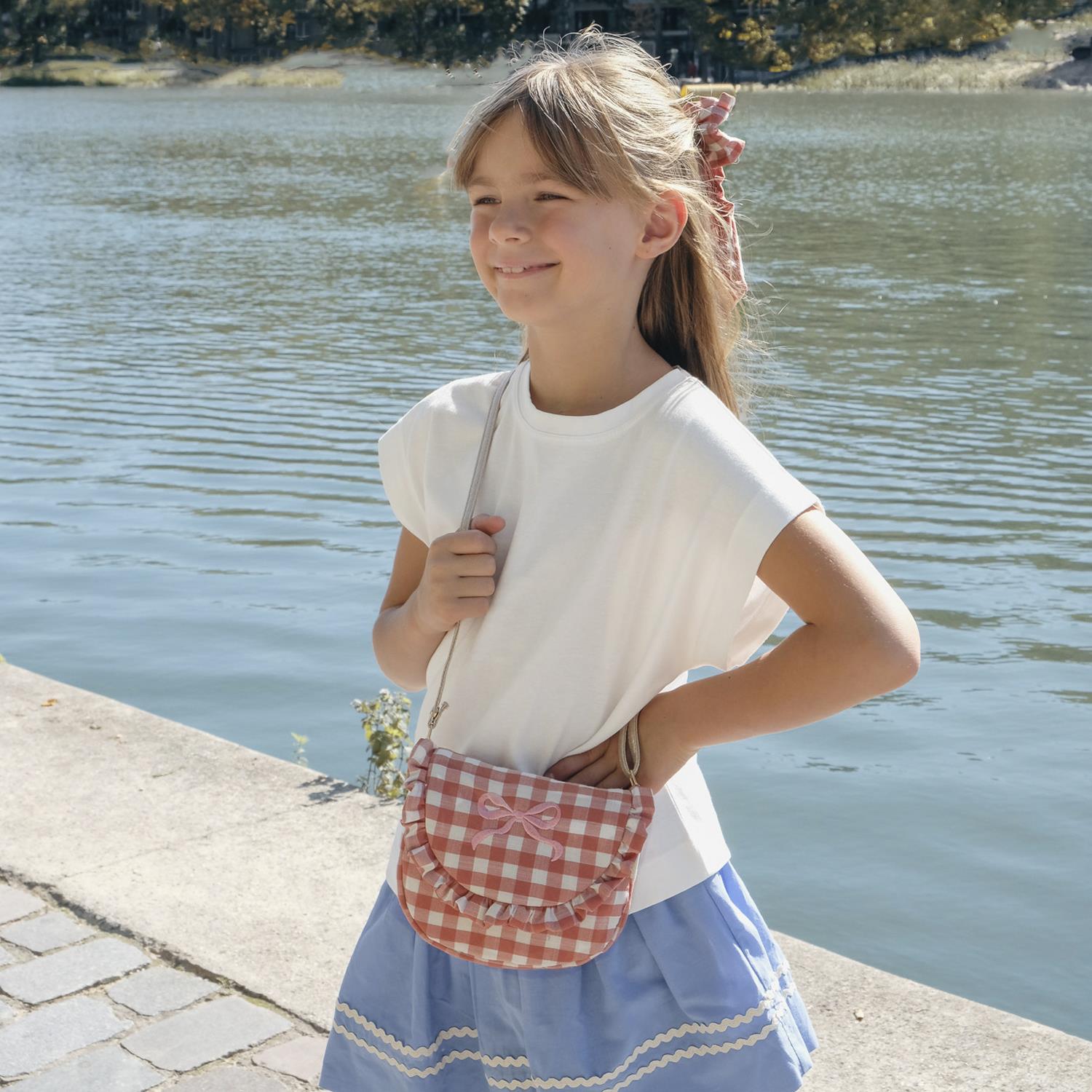 ROCKAHULA Kids Gingham Ruffle Bow Bag - Farmor Ingvarda