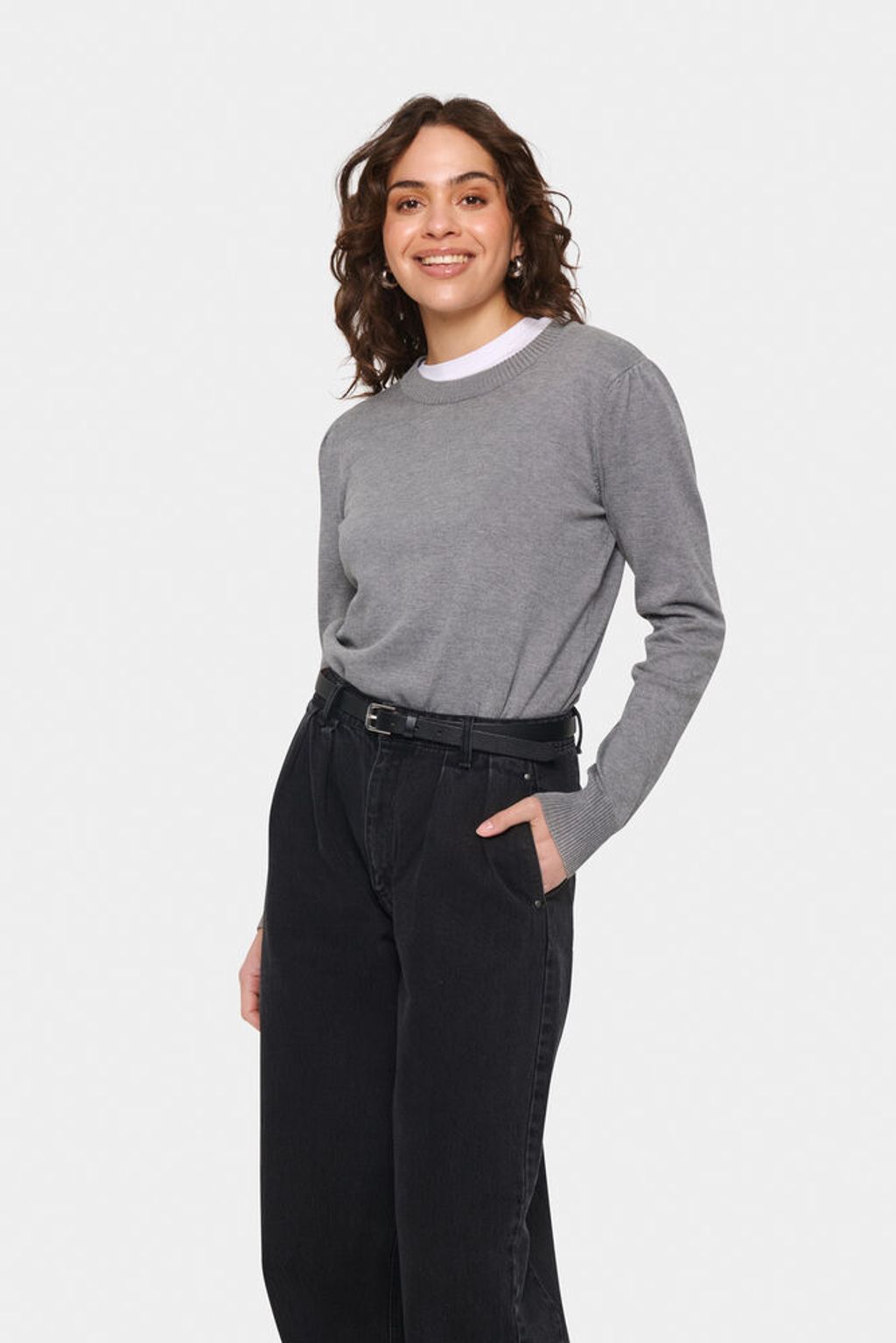 SAINT TROPEZ Mila Pullover Grey - Farmor Ingvarda