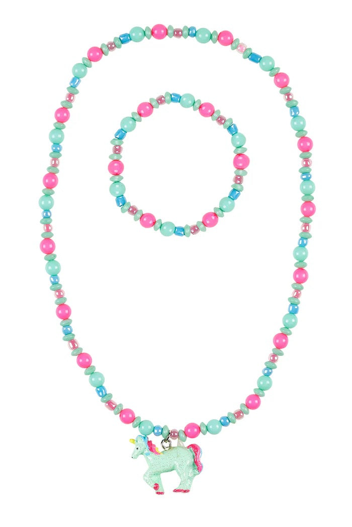 SOUZA! Necklace & bracelet Aike, Unicorn pink-mint green - Farmor Ingvarda