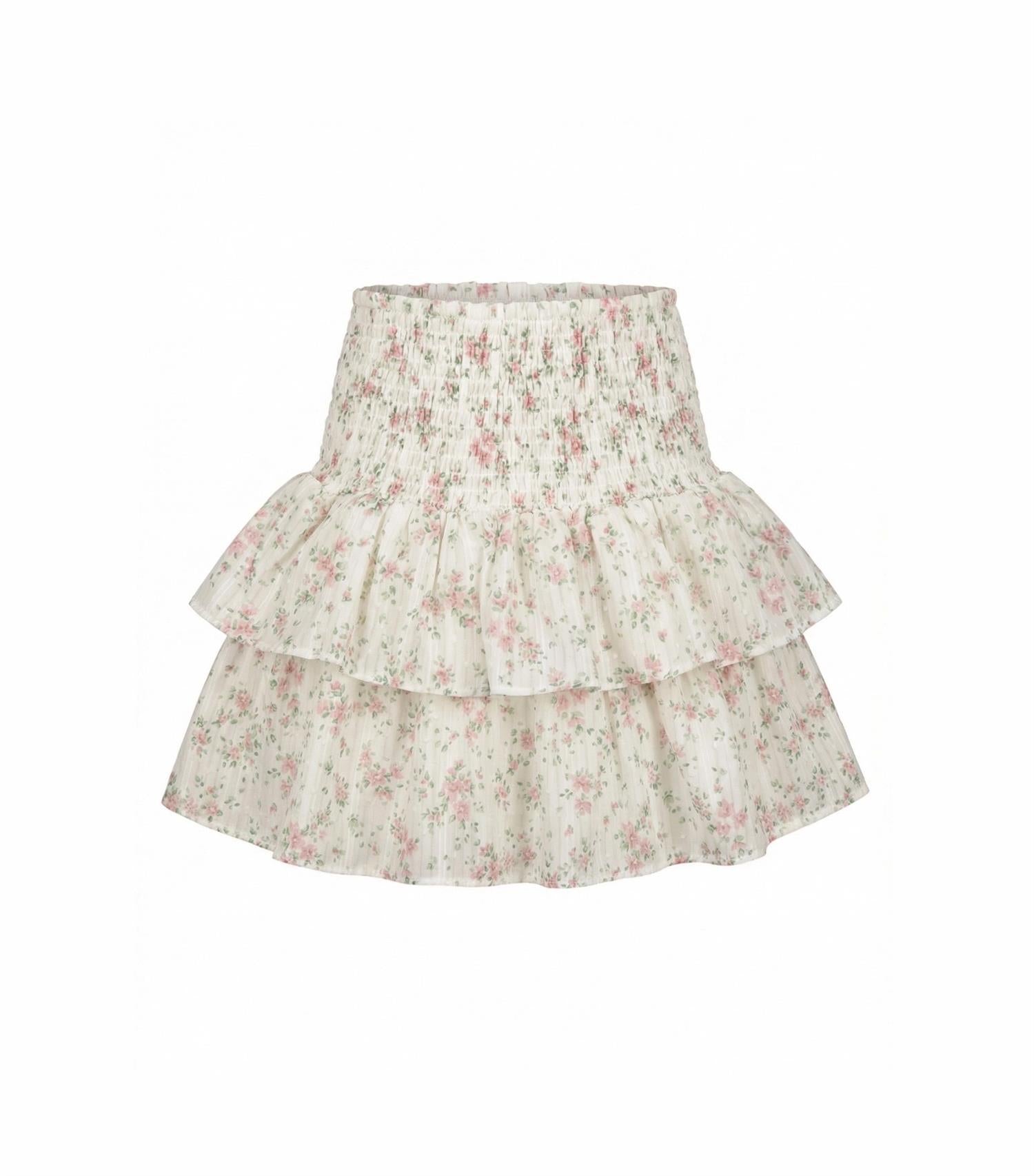VILJE OG VE Iris Skjørt,Blomstret Offwhite - Farmor Ingvarda