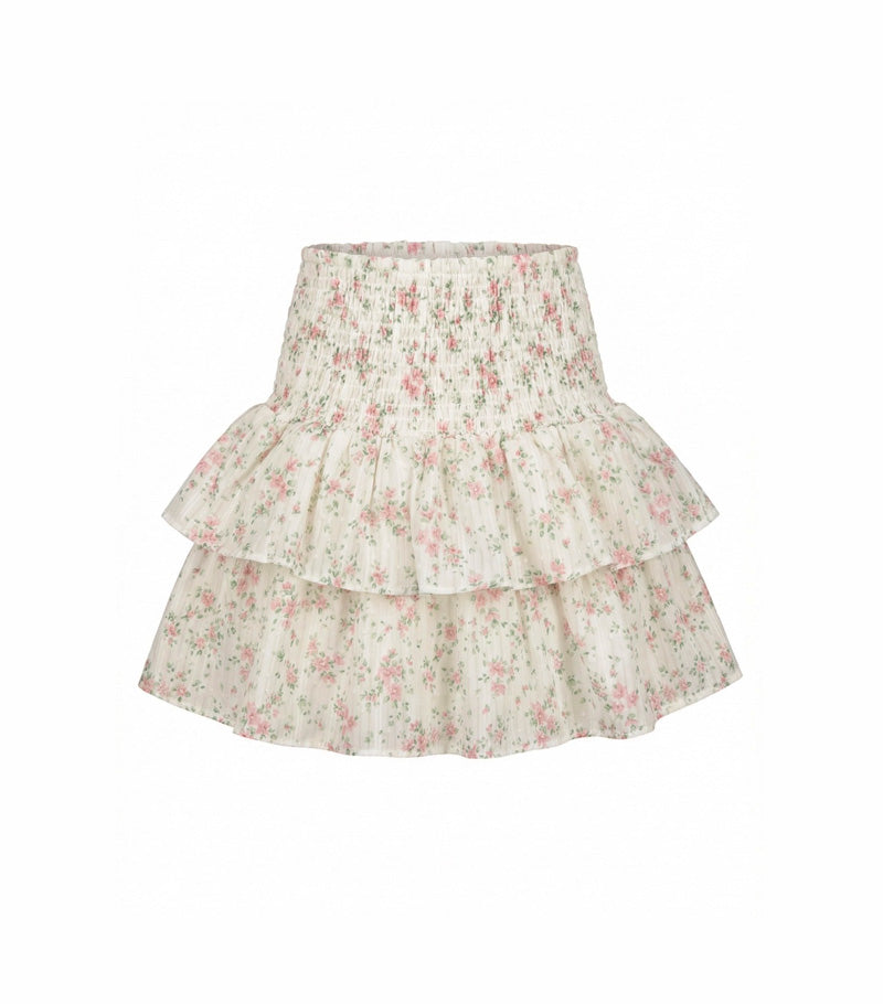 VILJE OG VE Iris Skjørt,Blomstret Offwhite - Farmor Ingvarda