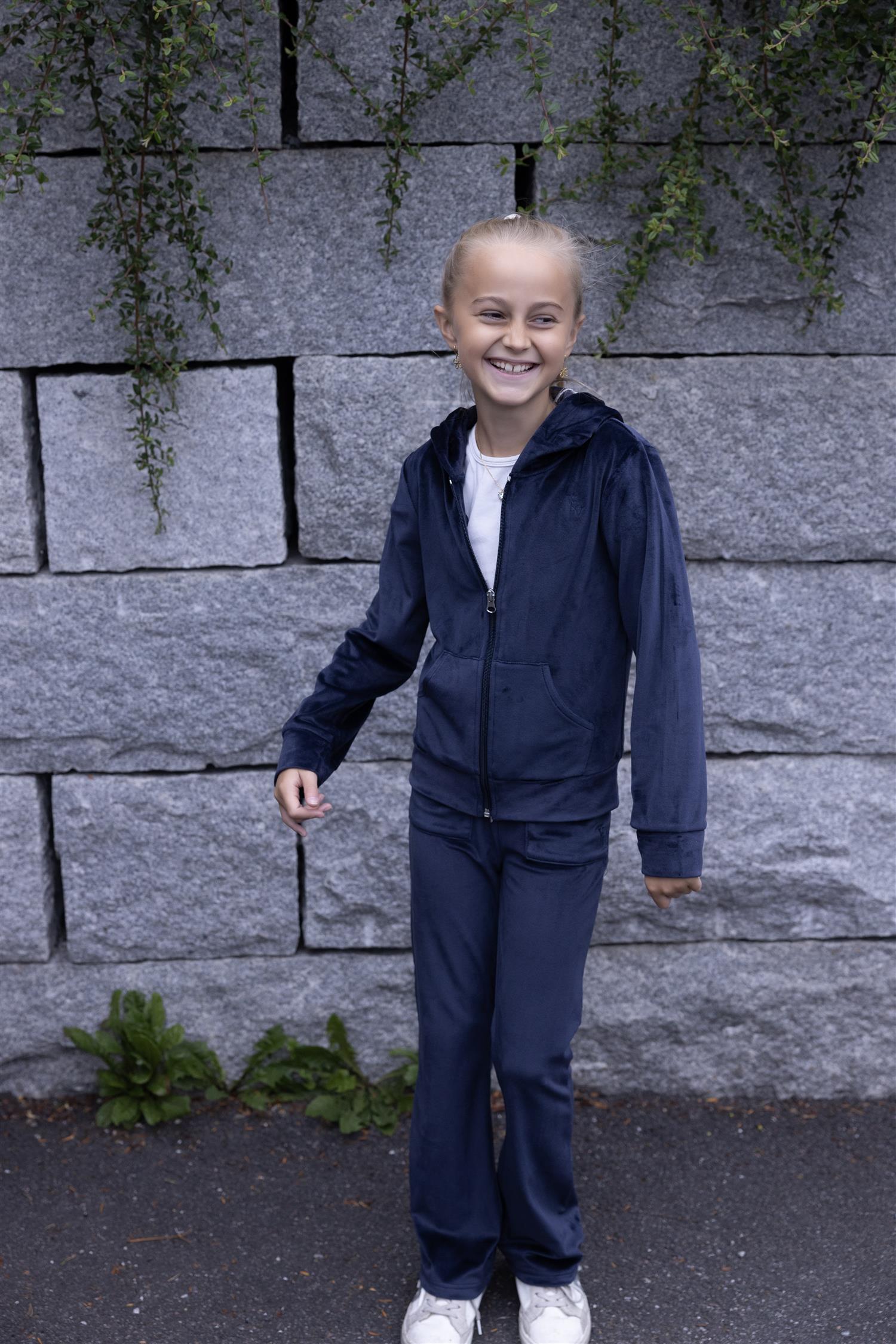 VILJE OG VE Hermine Bukse,Velour Midnight Navy - Farmor Ingvarda