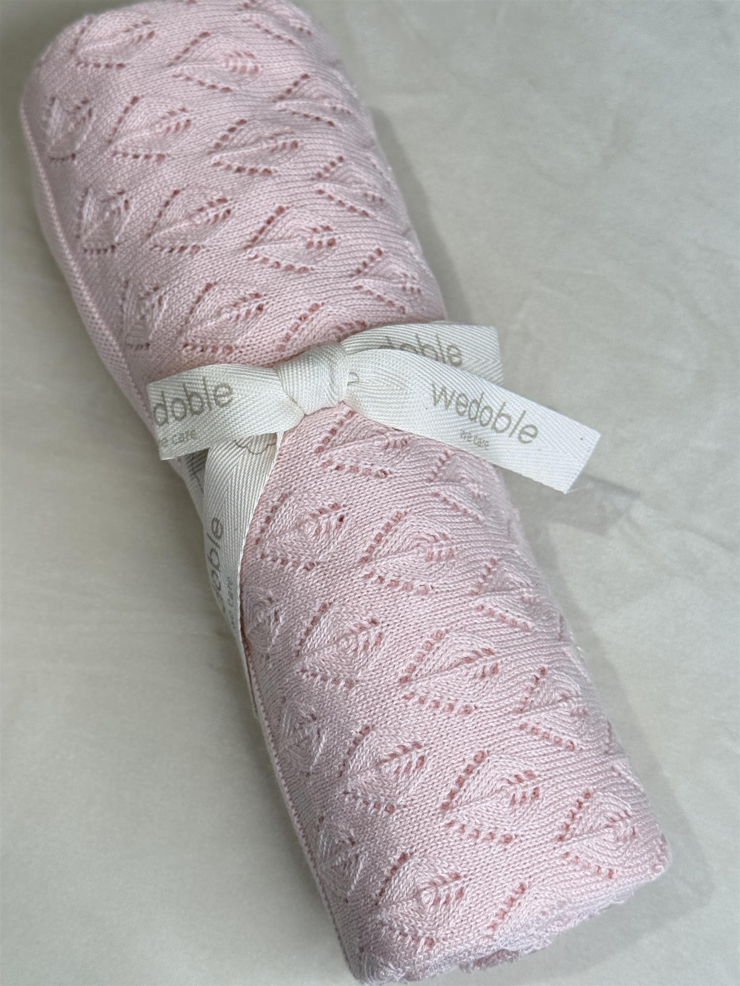 WEDOBLE Babyteppe m/heklemønster Lys Rosa - Farmor Ingvarda
