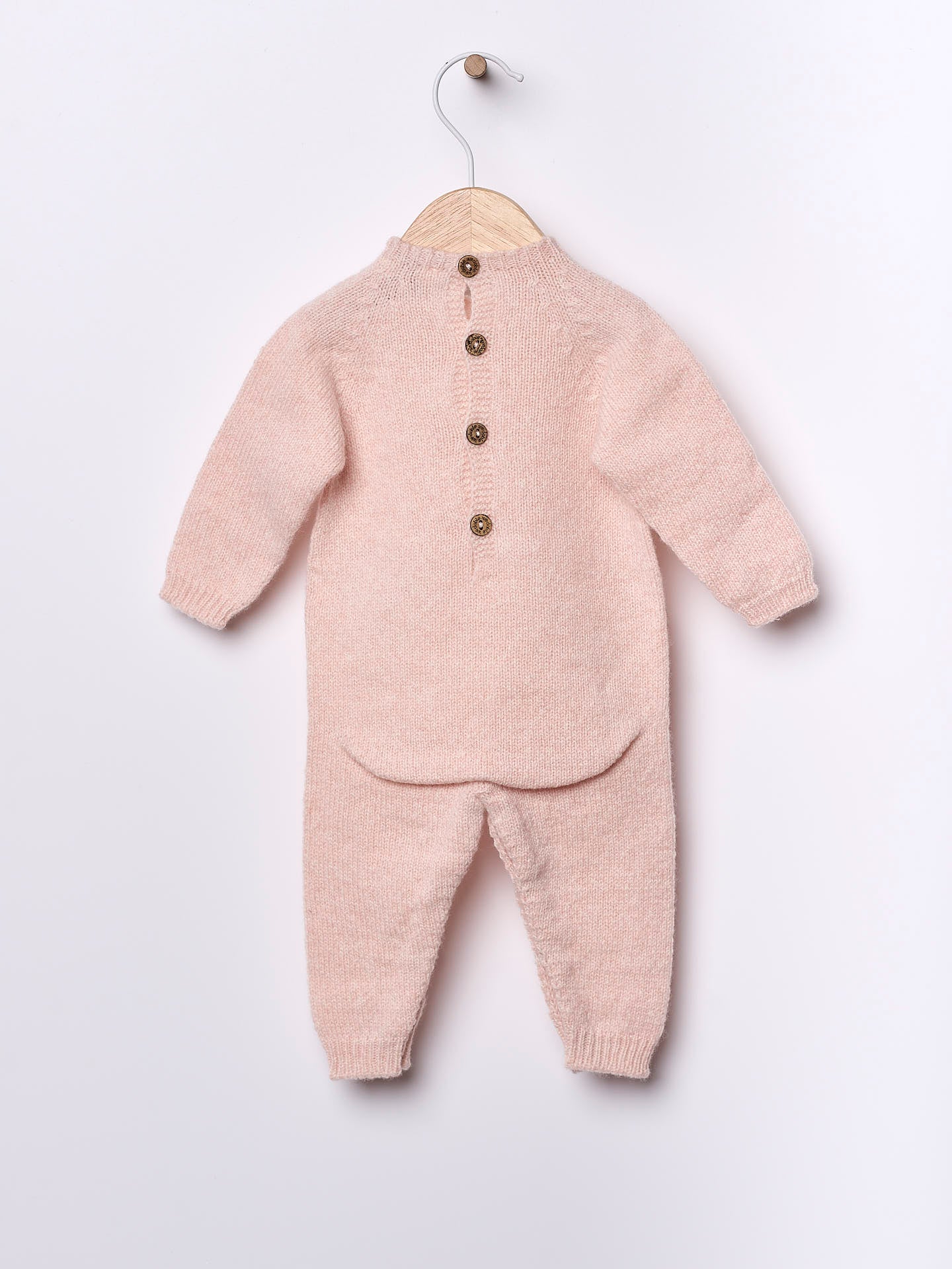 WEDOBLE Strikket Babydress,Ull Lys Rosa Melert - Farmor Ingvarda