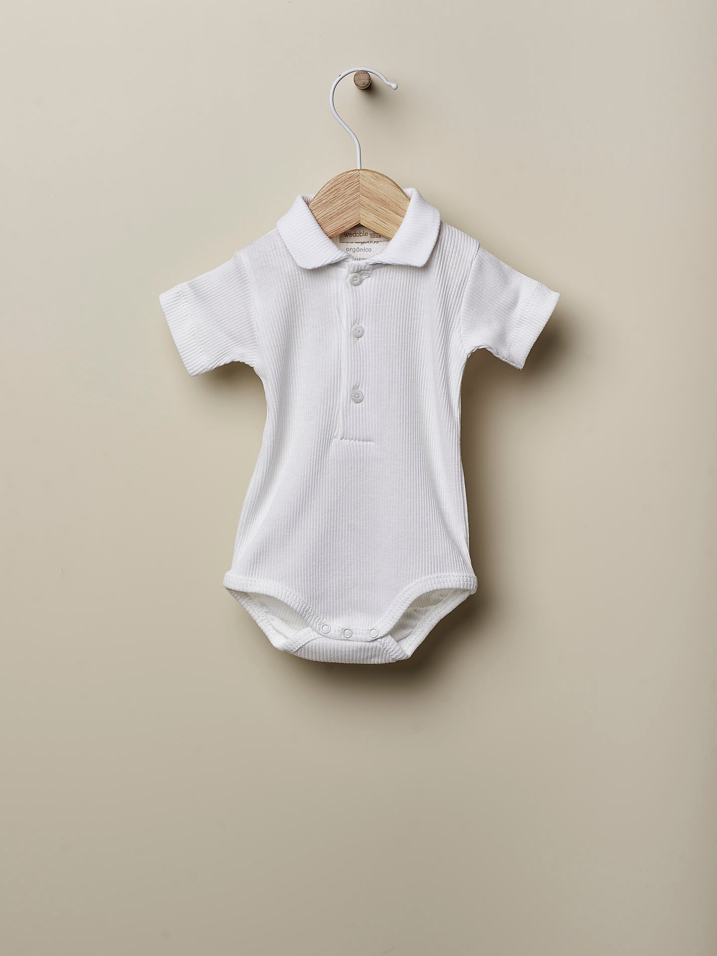 WEDOBLE Rib Body m/krage,kort erm Krem - Farmor Ingvarda