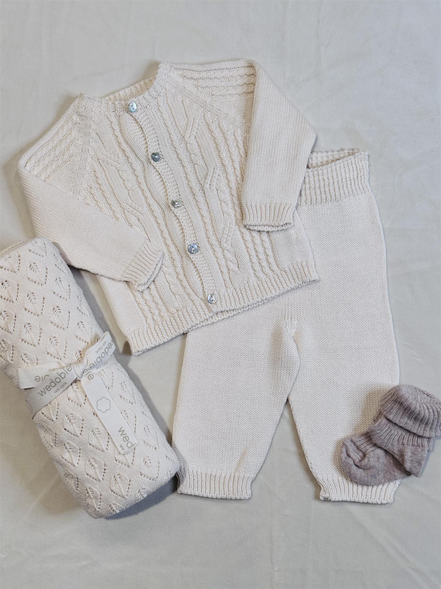 WEDOBLE Strikket bukse Beige - Farmor Ingvarda