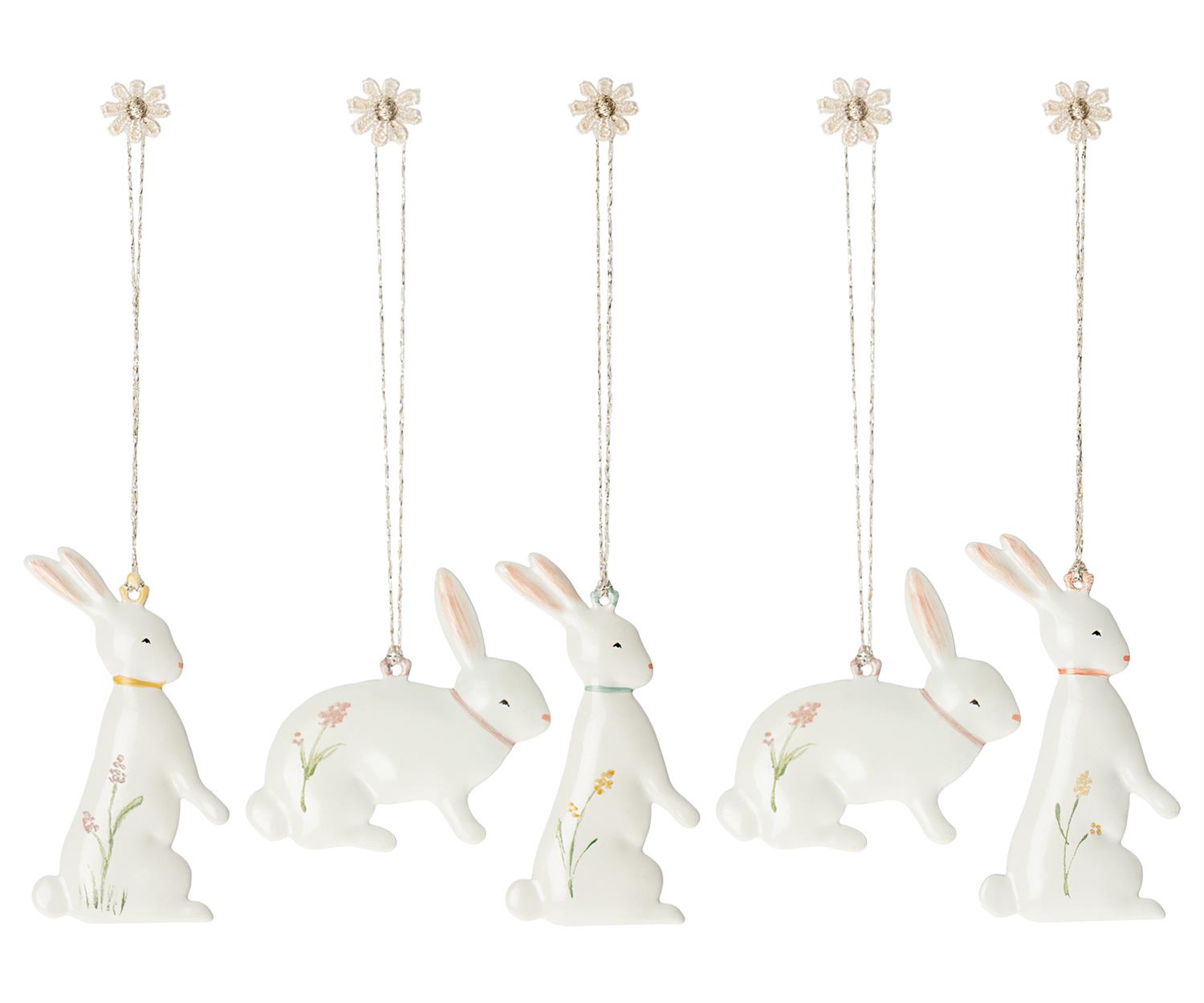 MAILEG Easter bunny ornaments,5pk Mint
