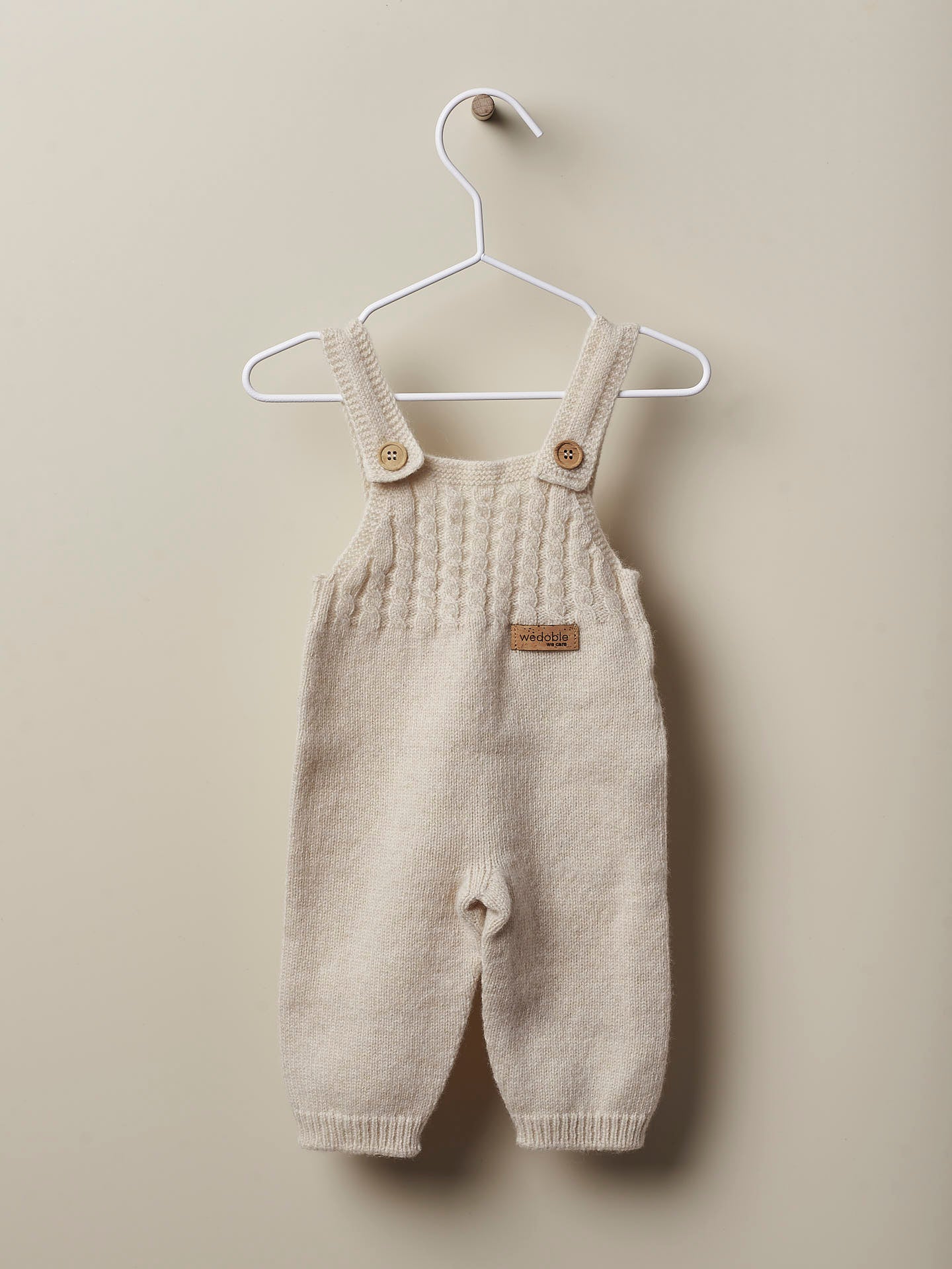 WEDOBLE Cable Knit Overall,Wool Lys Beige