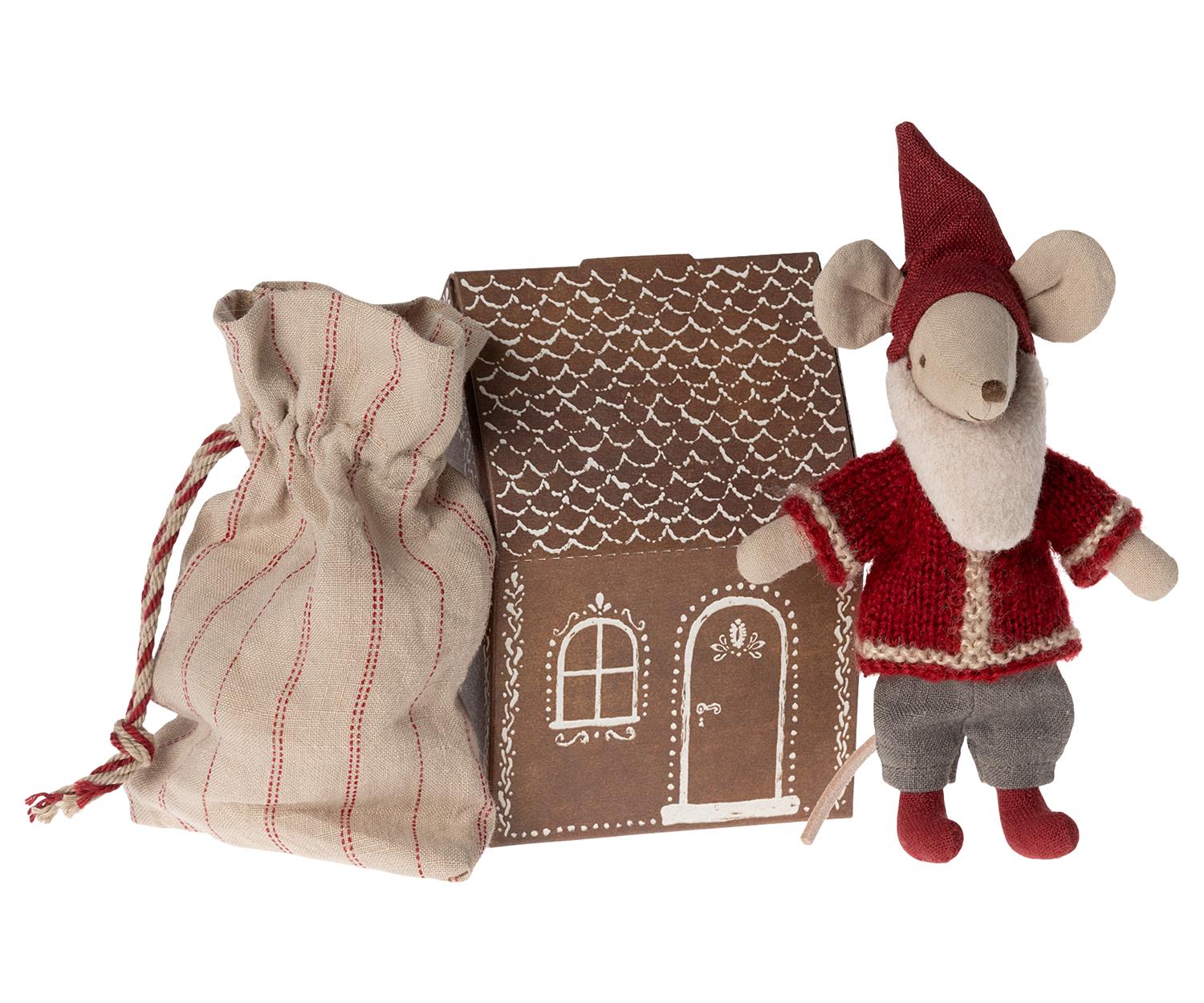 MAILEG Santa Mouse,med sekk og hus
