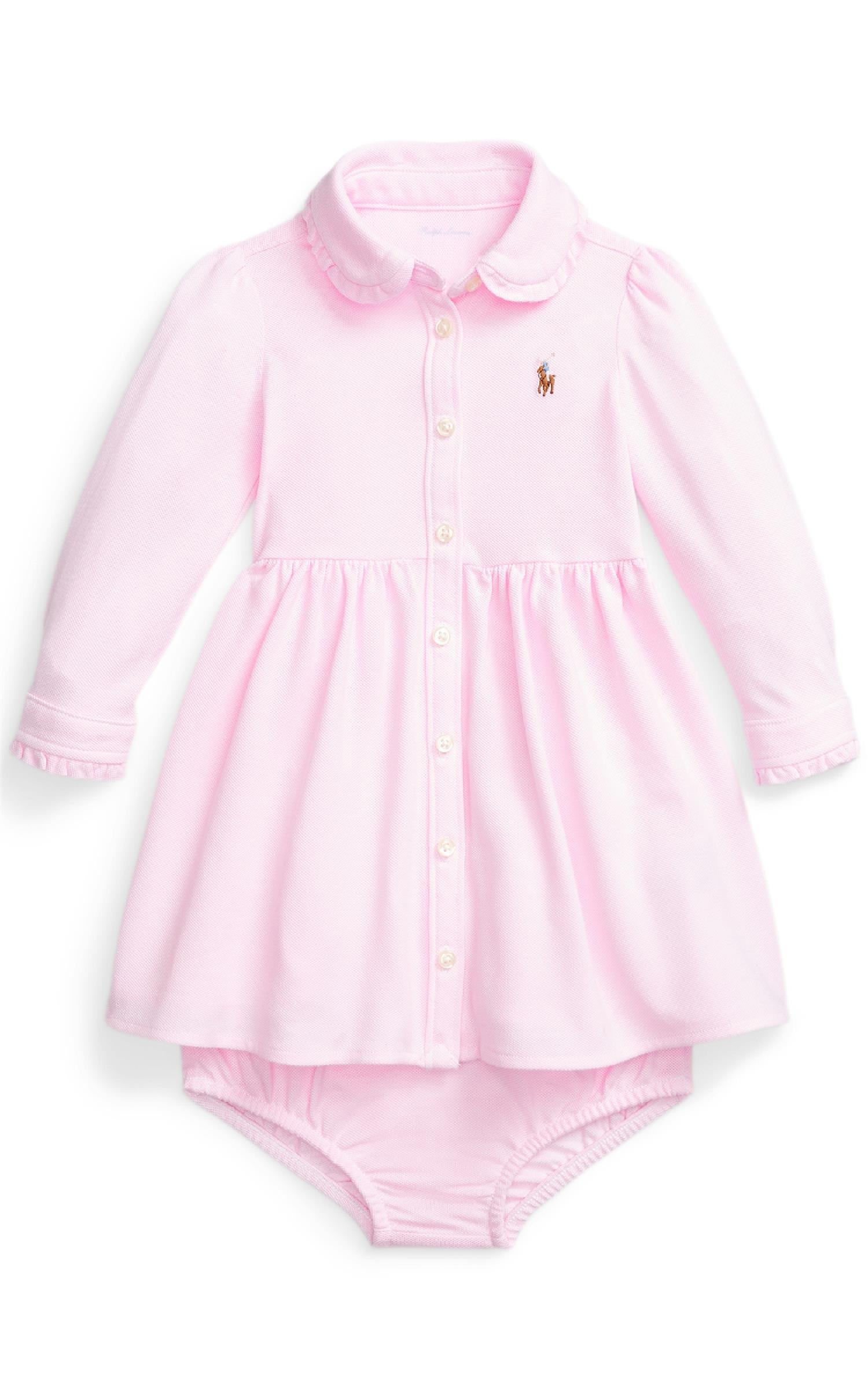 RALPH LAUREN Solid Oxford Dress and Bloomer Lys Rosa