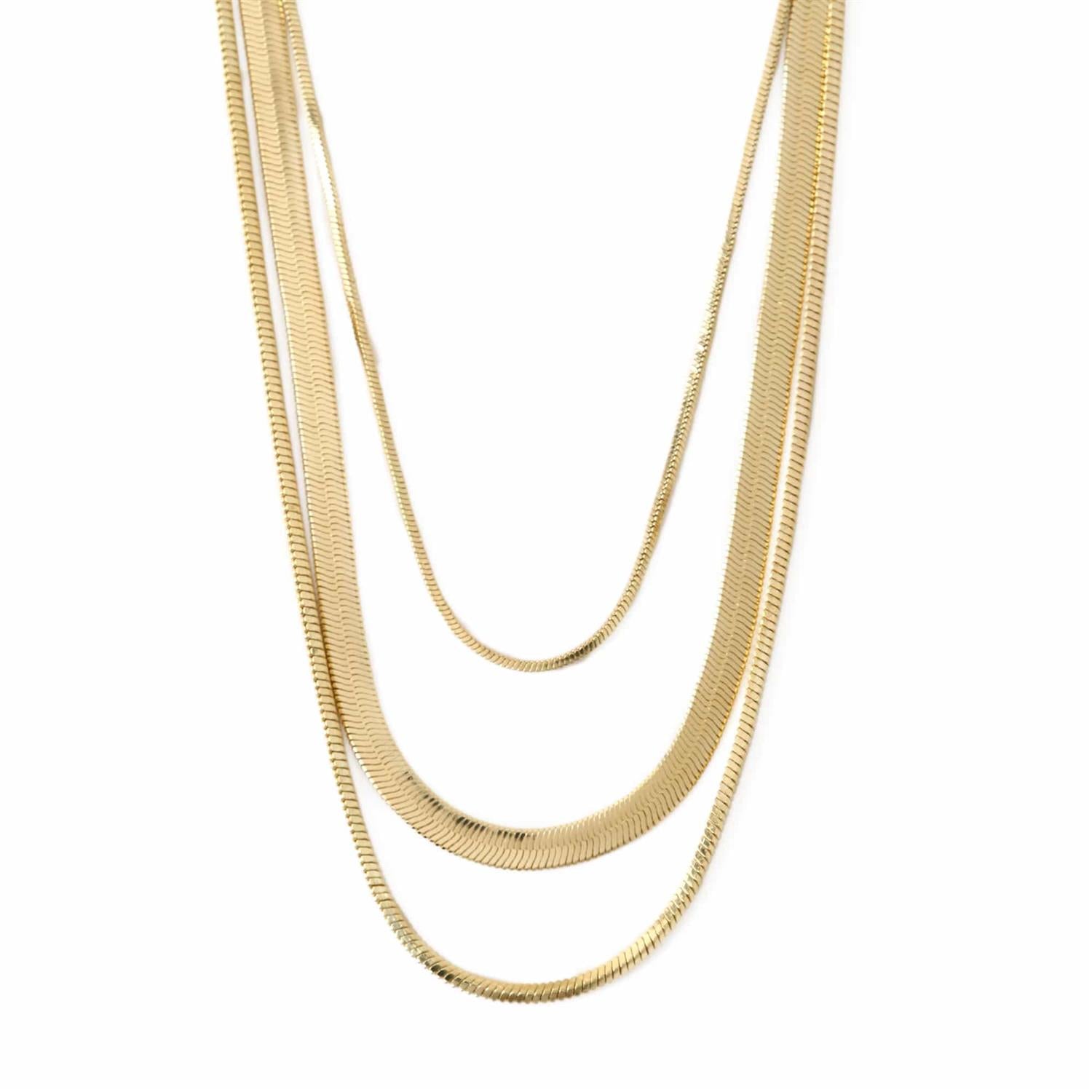 Orelia Snake Chain 3-Row Necklace Gull