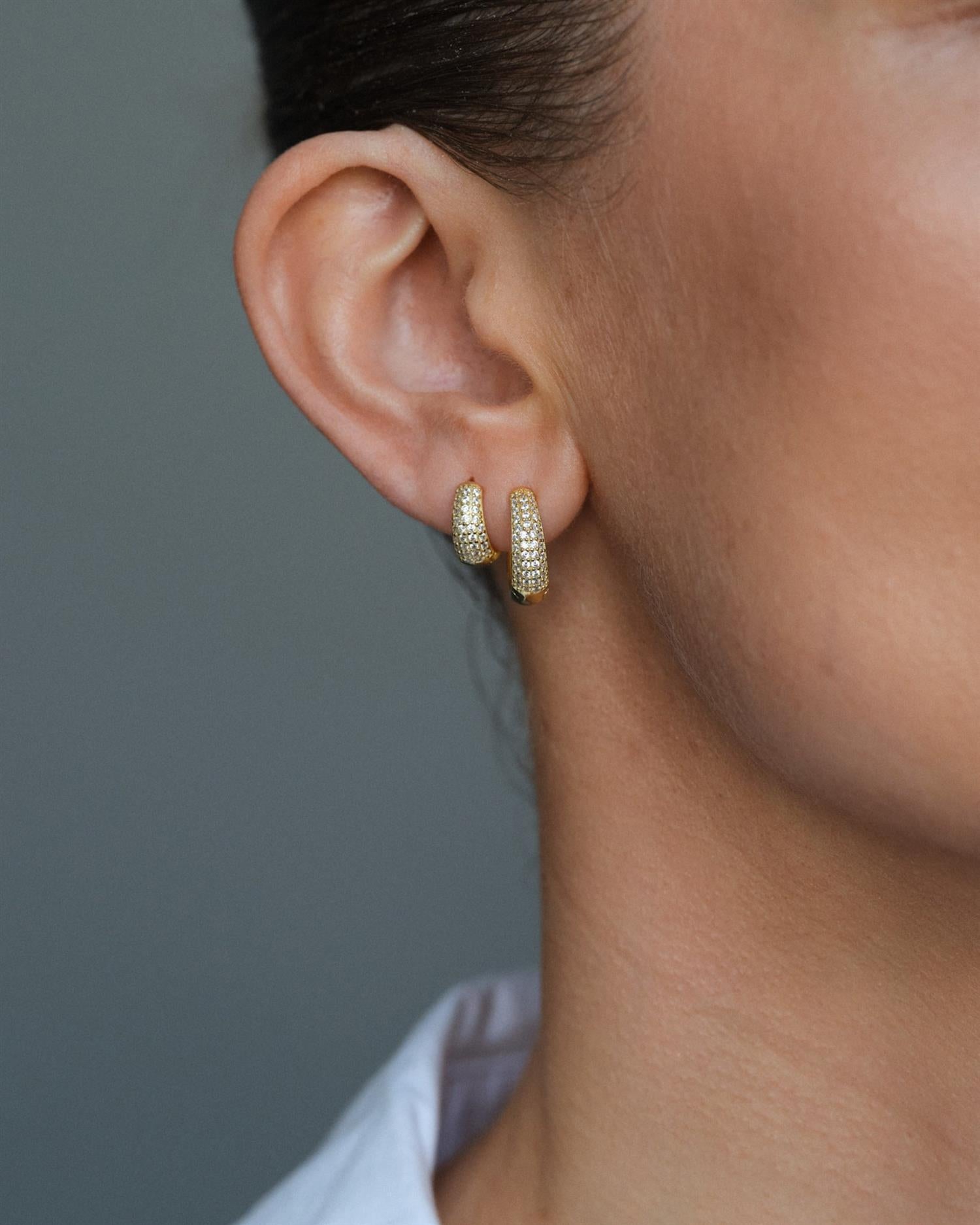 Philippa Studios Dome Pave Hoops Small Gold Gull