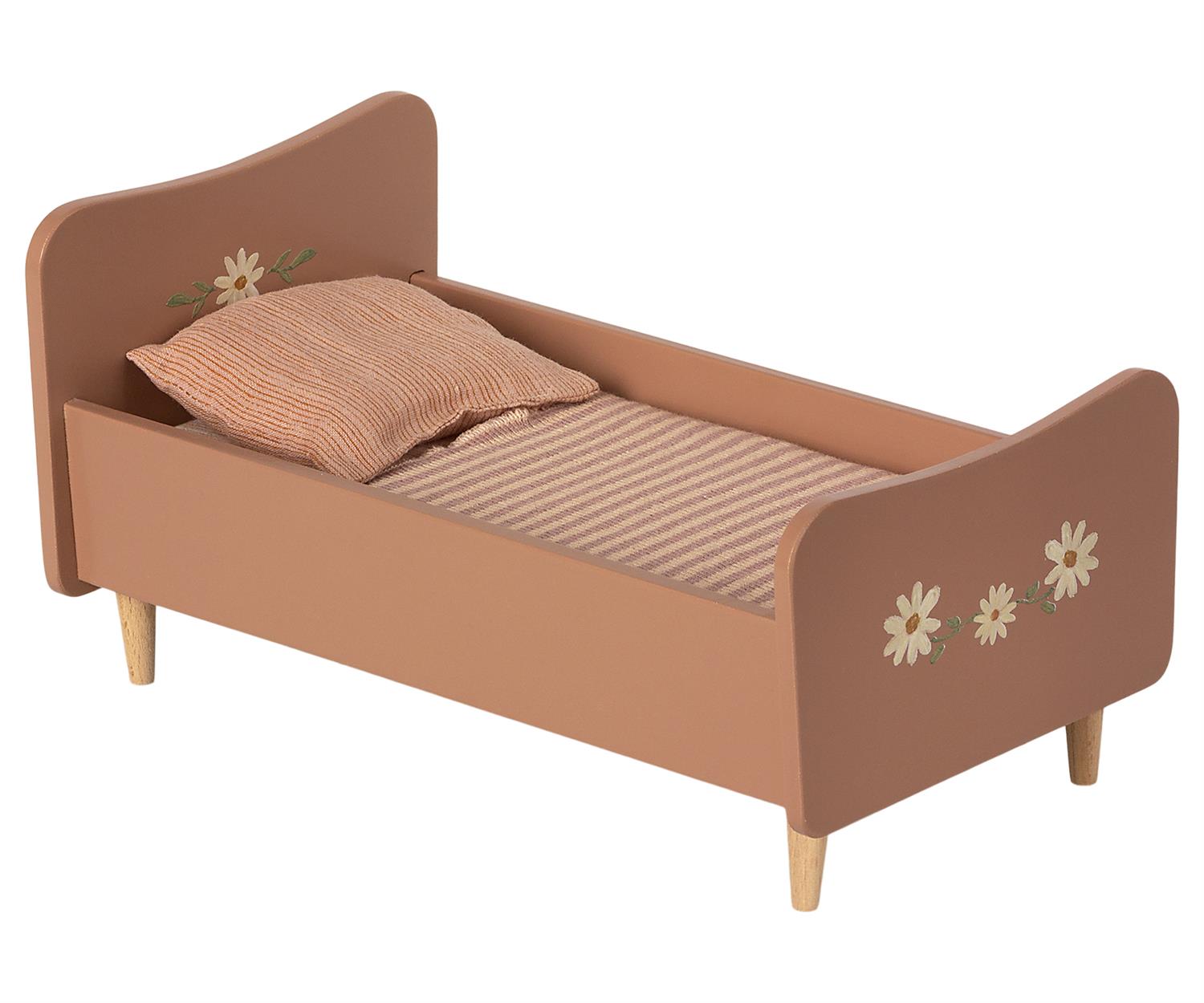 MAILEG Wooden bed,Mini Gammelrosa