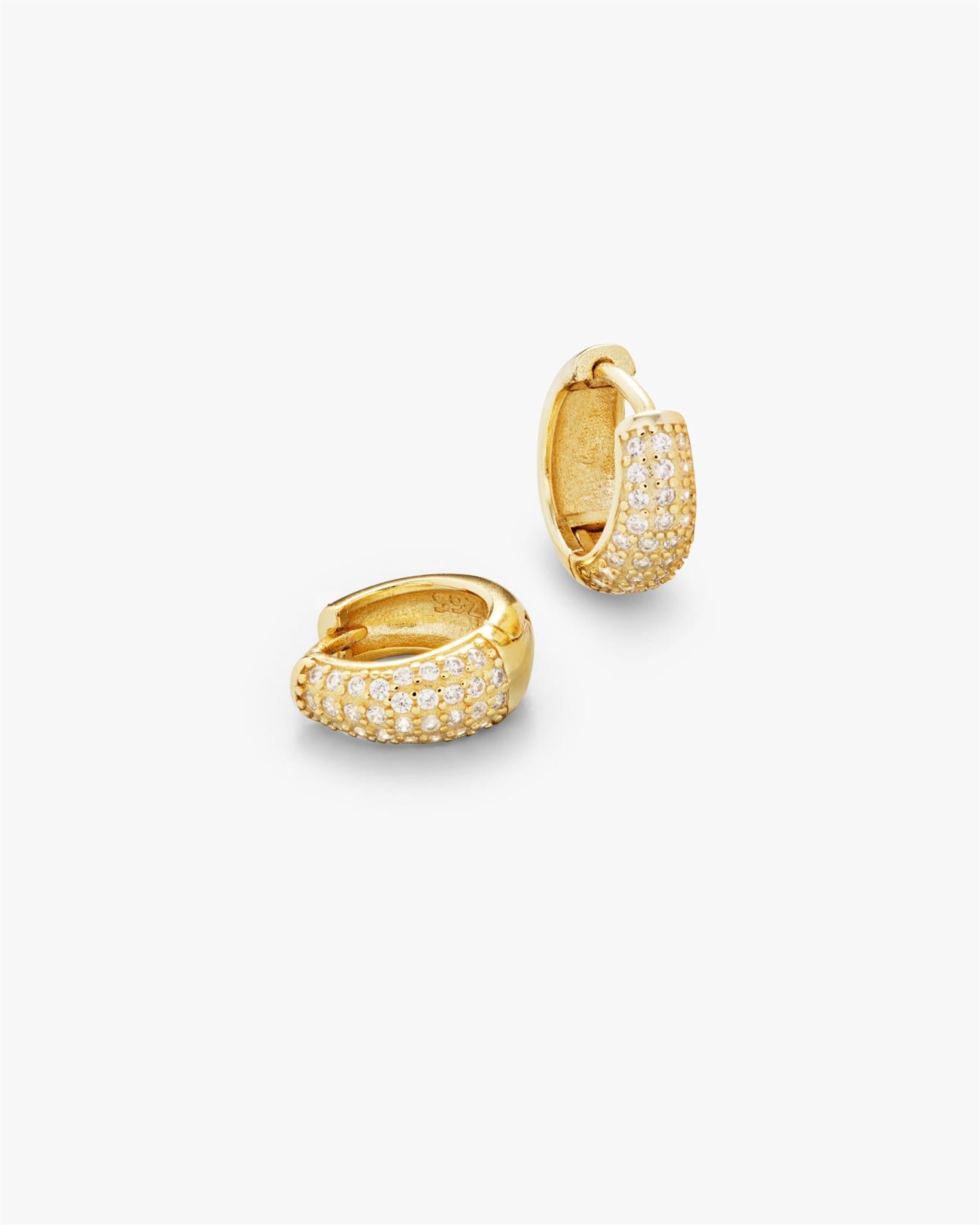 Philippa Studios Dome Pave Hoops Small Gold Gull