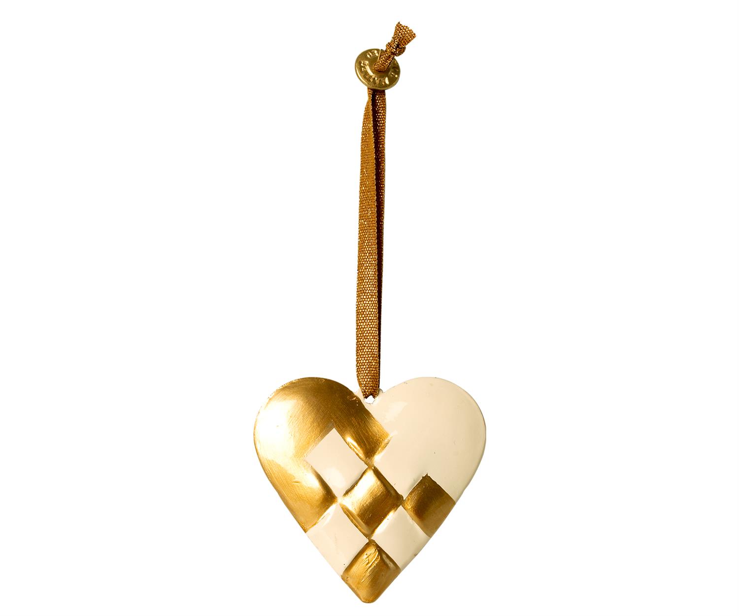 MAILEG Metal ornament, Braided heart-Gold Gull