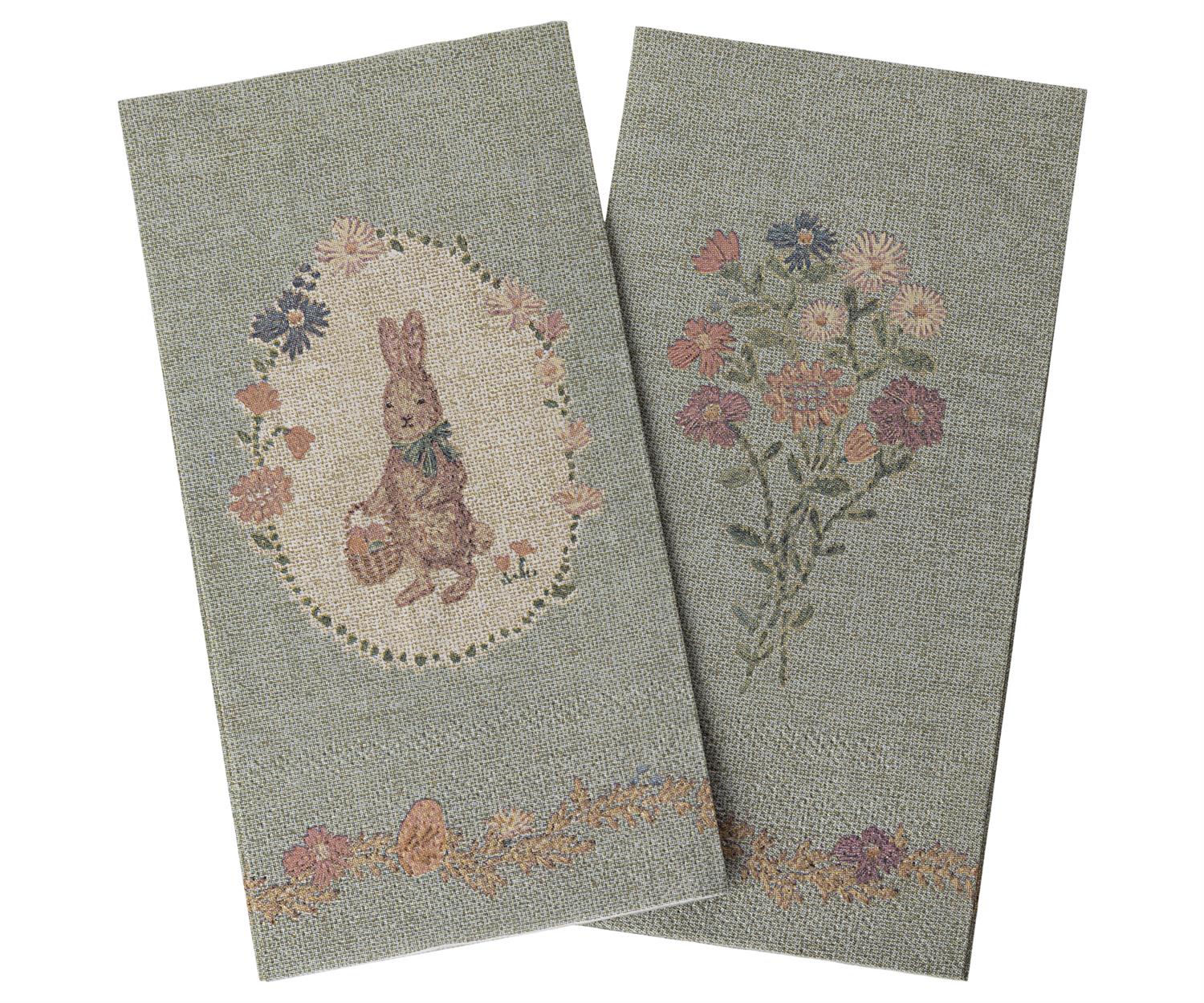 MAILEG Napkin,Bunny,Grønn/Grønn - Farmor Ingvarda